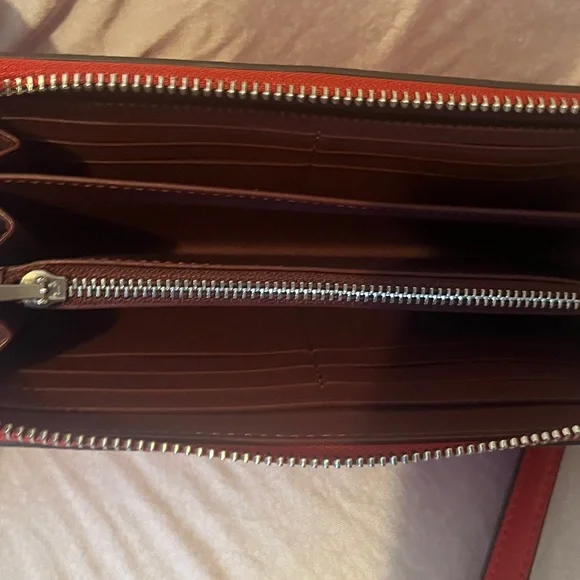 Coach Vibrant Red Leather Wristlet - Picture 5 of 9